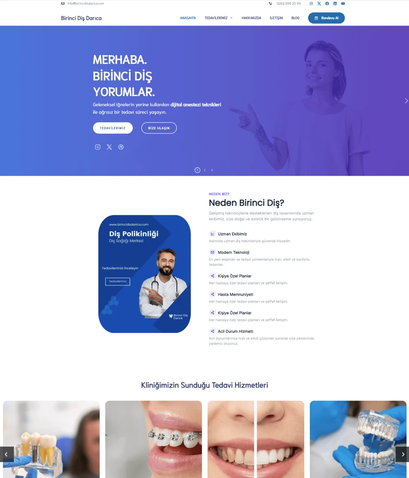 Birinci Diş Kliniği - diş kliniği web tasarım, web tasarım firması referansı. Web tasarım fiyatları.
