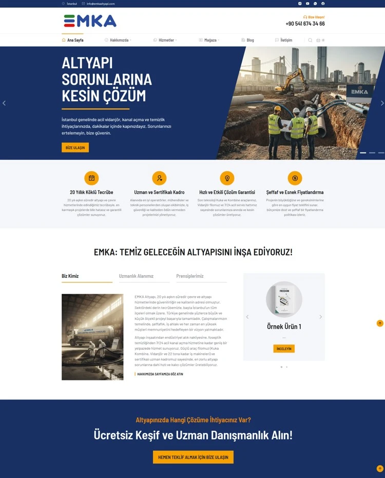 İnşaat Altyapı Firması Web Sitesi - inşaat firması web tasarım, web tasarım firması referansı. Müteahhit web sitesi, web tasarım fiyatları.
