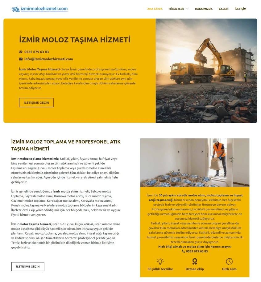 Kurumsal Moloz Taşıma Web Sitesi - inşaat firması web tasarım, web tasarım firması referansı. Müteahhit web sitesi, web tasarım fiyatları.
