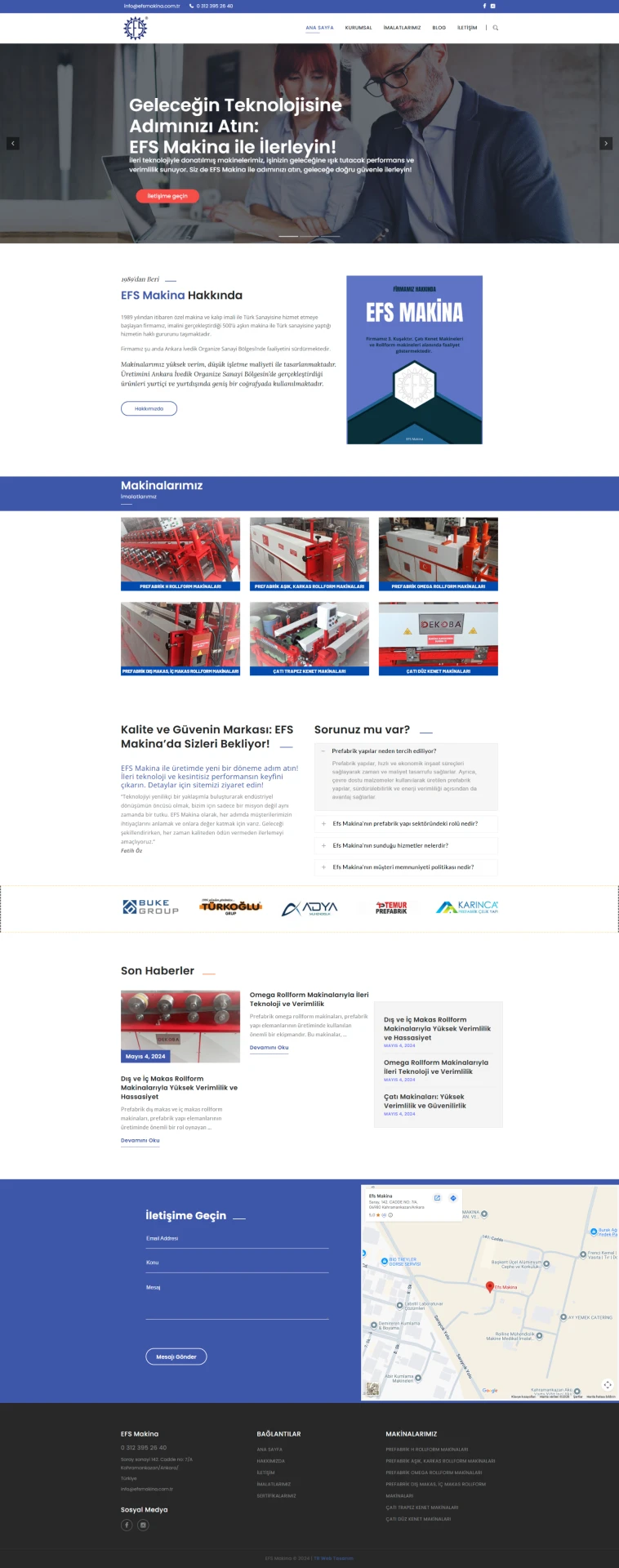 EFS Makina web sitesi