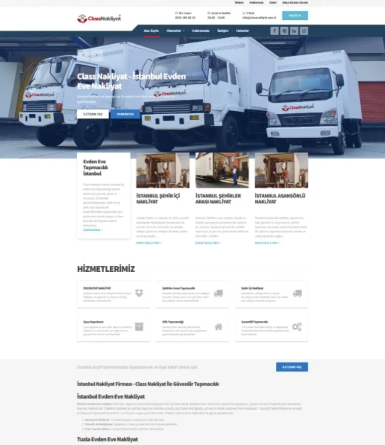 Nakliye Firması Web Sitesi - nakliyat firması web tasarım, lojistik web sitesi referansı. Evden eve nakliyat, web tasarım fiyatları.