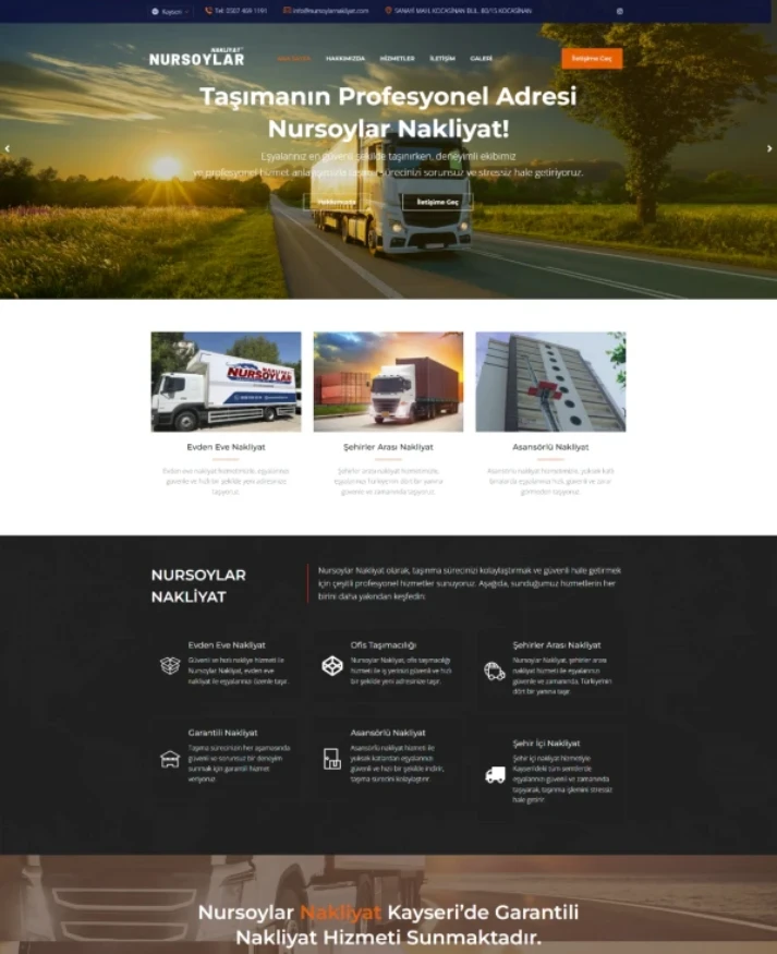 Nakliyat Firması Kayseri - nakliyat firması web tasarım, lojistik web sitesi referansı. Evden eve nakliyat, web tasarım fiyatları.