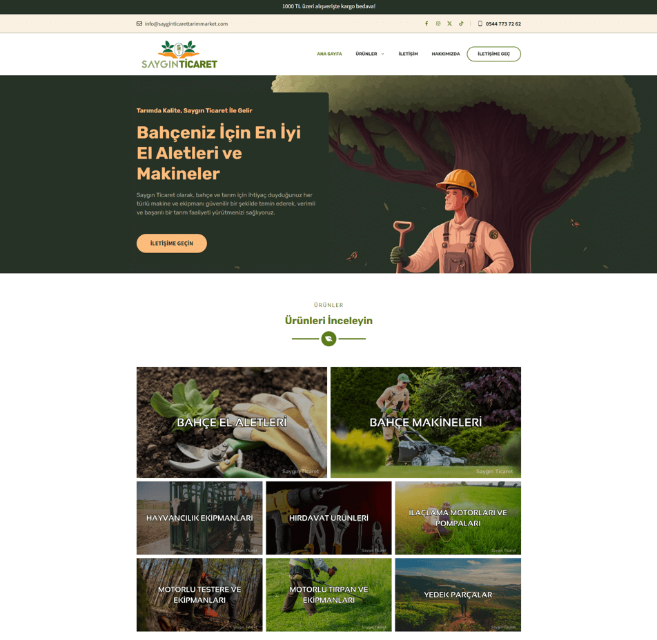 Tarım ve Hayvancılık Ürünleri web sitesi